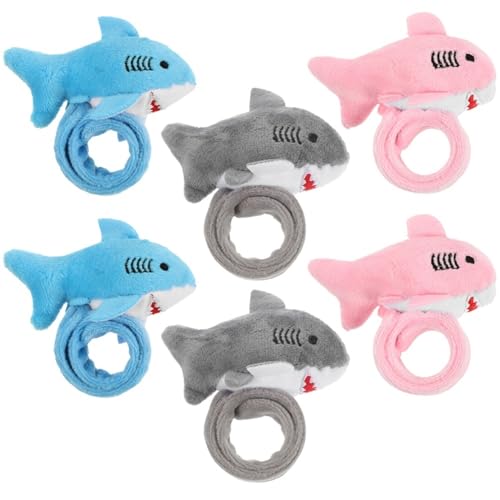LUOZZY Plüsch-Armbänder mit Haifisch-Motiv, für Kindergeburtstag, Party, Geschenke, 6 Stück (Blau, Rosa, Grau) von LUOZZY