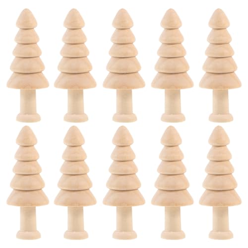 Mini-Weihnachtsbaum aus Holz, unlackiert, Miniatur-Bäume, DIY-Weihnachtsbaumschmuck aus Holz (6,3 cm), 10 Stück von LUOZZY