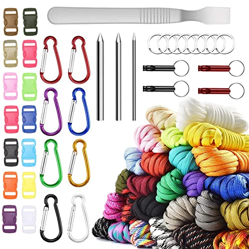 26 Stück Paracord Armband, 3m Paracord Set, Paracord 550 Seil Multifarben Parachute Cord Armband Bänder Kit mit Schnallen Paracord Steckverschluss für DIY Armband Hundeleine Lanyard Schlüsselbund von LUPATDY