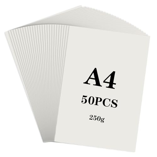 50 Blatt Elfenbein Tonpapier A4,250 g/m² Tonkarton Papier,A4 Scrapbook Papier,Dickes Papier zum Drucken,Scherenschnittpapier,Bastelpapier für DIY kreativ Sein und Malen Kartenherstellung von LUPATDY