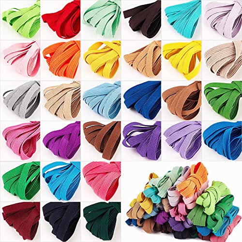 Breite Flache Gummibänder 32 Farben Geflochtene elastische Nähbandbänder für Kleiderrock Taillenband Perückenbänder… von LUPATDY
