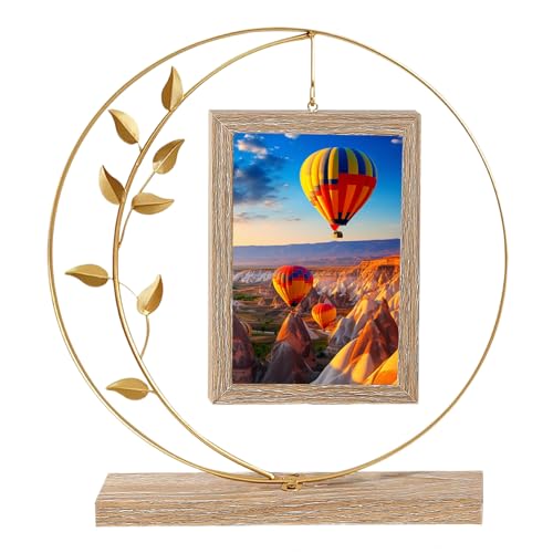LUPATDY Bilderrahmen 10x15 Holz Doppelglas Fotorahmen,Bilderrahmen Gold mit Metallkreise und Blätter für 2 Fotos,360° Drehbarer Fotorahmen Festival Geschenke für Familie, FreundeBilderrahmen LUPATDY Bilderrahmen 10x15 Holz Doppelglas Fotorahmen,Bilderrahmen Gold mit Metallkreise und Blätter für 2 Fotos,360° Drehbarer Fotorahmen Festival Geschenke für Familie, FreundeBilderrahmen von LUPATDY