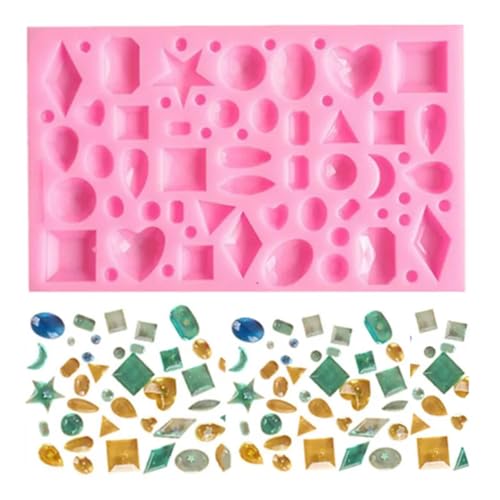 Gießformen aus Kunstharz, 3D-Edelstein, Diamant-Kugel, Herz, quadratisch, oval, Schmuckformen für Zuhause, Handwerk, Epoxidharz, 10,8 x 6,7 x 0,8 cm von LUPZENFUXIA