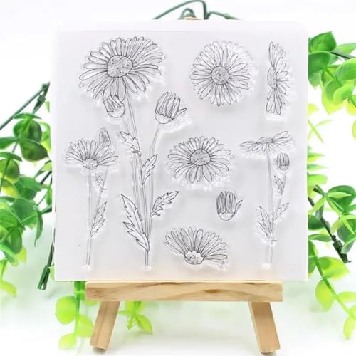 Kartenherstellungszubehör, Scrapbooking-Schablonen, 10 x 10 cm, Blumen, transparenter Silikonstempel für Scrapbooking, Dekorationszubehör von LUPZENFUXIA