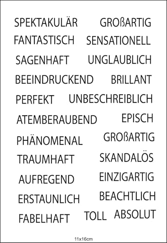 Kartenherstellungszubehör, Scrapbooking-Schablonen, 11 x 16 cm, deutsche Wörter, transparenter Silikonstempel, Siegel für Scrapbooking, Fotoalbum, dekorative klare Stempelbögen Kartenherstellungszubehör, Scrapbooking-Schablonen, 11 x 16 cm, deutsche Wörter, transparenter Silikonstempel, Siegel für Scrapbooking, Fotoalbum, dekorative klare Stempelbögen von LUPZENFUXIA