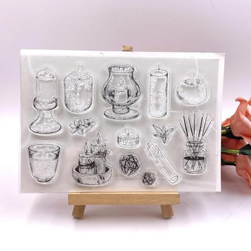 Kartenherstellungszubehör, Scrapbooking-Schablonen, 16 x 11 cm, Kerze, transparent, transparent, Silikon-Stempel für Scrapbooking, Fotoalbum, dekorative Kartenherstellung von LUPZENFUXIA