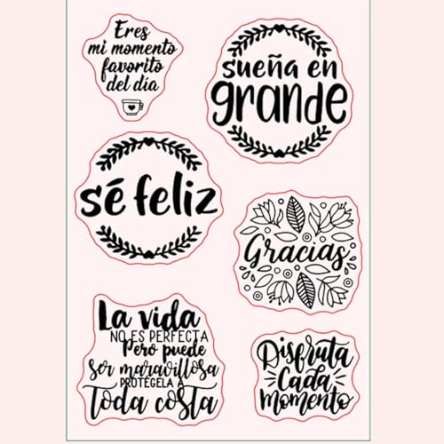 Kartenherstellungszubehör, Scrapbooking-Vorlagen, 11 x 16 cm, spanisches Wort, allgemeiner Satz, transparenter Stempel, transparenter Silikonstempel, Siegelbogen für Scrapbooking, Fotoalbum Kartenherstellungszubehör, Scrapbooking-Vorlagen, 11 x 16 cm, spanisches Wort, allgemeiner Satz, transparenter Stempel, transparenter Silikonstempel, Siegelbogen für Scrapbooking, Fotoalbum von LUPZENFUXIA