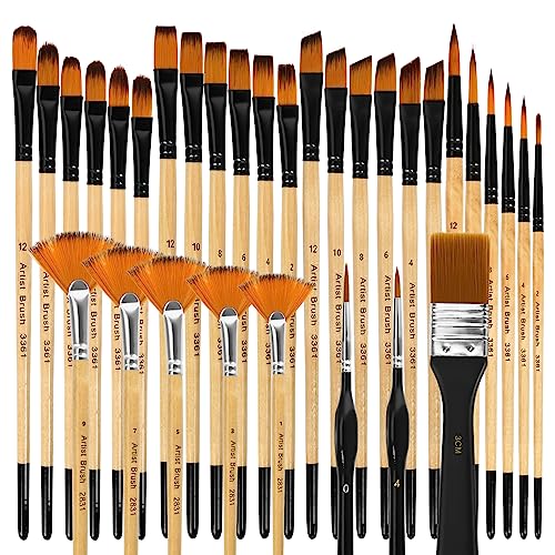 Pinselset Acrylfarben, 32 Pinsel Acrylfarbe, Acryl Pinsel Set, Künstlerpinsel für Aquarell, Öl, Steinmalerei, Nagelpinsel, Acrylfarben Set für Künstler und Anfänger zum Malen Pinselset Acrylfarben, 32 Pinsel Acrylfarbe, Acryl Pinsel Set, Künstlerpinsel für Aquarell, Öl, Steinmalerei, Nagelpinsel, Acrylfarben Set für Künstler und Anfänger zum Malen von LURICO