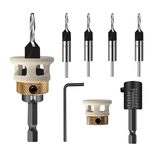 LURICO 6 tlg Kegelsenker-Bohrer-Set, Bohrsenker mit tiefenanschlag, Präzise Bohrungen, Senkbohrer Holz mit 1/4" Hex Schaft, Austauschbare Kegelsenker Senker Metall, für Holzverarbeitung LURICO 6 tlg Kegelsenker-Bohrer-Set, Bohrsenker mit tiefenanschlag, Präzise Bohrungen, Senkbohrer Holz mit 1/4" Hex Schaft, Austauschbare Kegelsenker Senker Metall, für Holzverarbeitung von LURICO