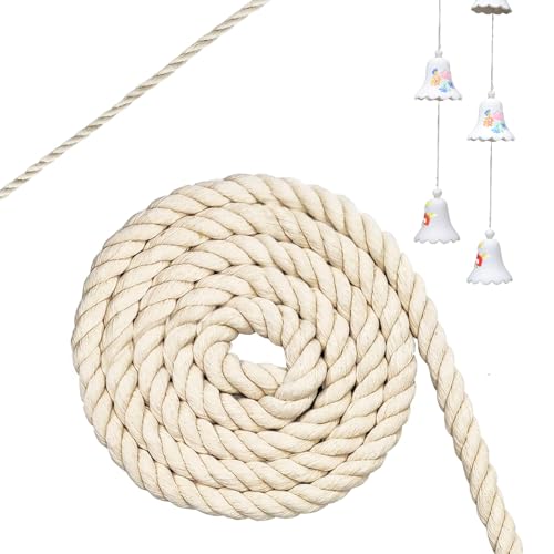 LURNODY 3MMx10M/0,11x393,7 Zoll Seil Rope Laces Kordelband Makramee Garn Baumwollkordel, für DIY-Basteleien, Hängematten, Pflanzenaufhänger, Heimdekoration, Handgemachte Projekte (Beige) von LURNODY