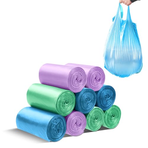 LURNODY 9 Rollen Parfümfreier Müllbeutel (2 Liter/0.5 Gallonen) Müllbeutel für Mülleimer Klein Auto-Mülleimer, Tisch-Mülleimer, Halten Sie Hygienisch Und Sauber (Lila, Grün, Blau, 180 Stück) von LURNODY