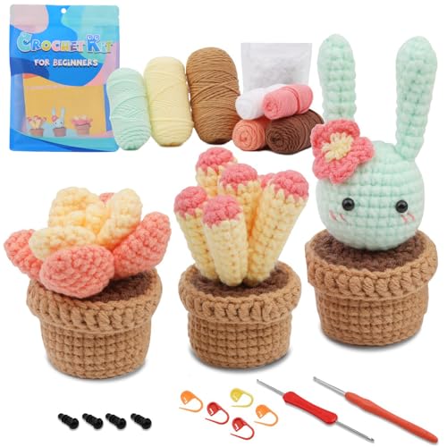 LURNODY Häkelpaket Für Anfänger,3 Stück Cactus Häkeln Für Anfänger Komplett Stricken für Anfänger Set, Häckeln Stricken für Anfänger Set Mit Häkelnadeln Garn-Mit Anleitung und Video-Tutorials LURNODY Häkelpaket Für Anfänger,3 Stück Cactus Häkeln Für Anfänger Komplett Stricken für Anfänger Set, Häckeln Stricken für Anfänger Set Mit Häkelnadeln Garn-Mit Anleitung und Video-Tutorials von LURNODY