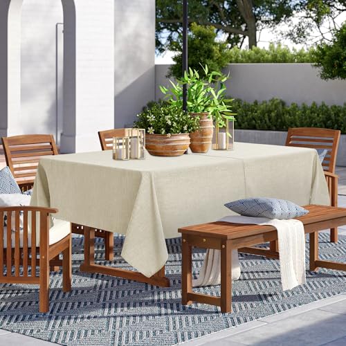 LUSHVIDA Outdoor-Tischdecke mit Schirmloch, Terrassentischdecke mit Reißverschluss, rechteckig, 152,4 x 213,3 cm, Beige, Kunstleinen, Tischdecke, wasserabweisend, für Picknick im Freien LUSHVIDA Outdoor-Tischdecke mit Schirmloch, Terrassentischdecke mit Reißverschluss, rechteckig, 152,4 x 213,3 cm, Beige, Kunstleinen, Tischdecke, wasserabweisend, für Picknick im Freien von LUSHVIDA