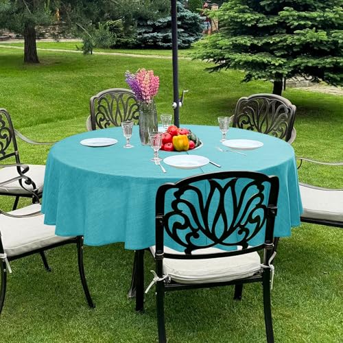 LUSHVIDA Outdoor-Tischdecke mit Schirmloch – Terrassentischdecke mit Reißverschluss, rund, 152,4 cm, Blaugrün, Kunstleinen, Tischdecke, wasserabweisend, für Picknick im Freien LUSHVIDA Outdoor-Tischdecke mit Schirmloch – Terrassentischdecke mit Reißverschluss, rund, 152,4 cm, Blaugrün, Kunstleinen, Tischdecke, wasserabweisend, für Picknick im Freien von LUSHVIDA