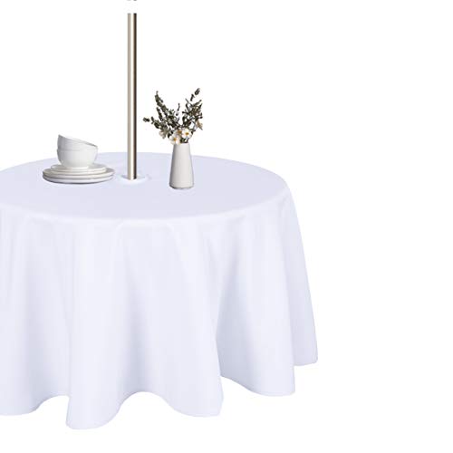 LUSHVIDA Runde Outdoor-Tischdecke mit Schirmloch und Reißverschluss, 178 cm, weiß, waschbar, wasserdicht, auslaufsicher, knitterfrei, Tischdecke für Terrasse, Frühling, Sommer, Picknick, Grillabende LUSHVIDA Runde Outdoor-Tischdecke mit Schirmloch und Reißverschluss, 178 cm, weiß, waschbar, wasserdicht, auslaufsicher, knitterfrei, Tischdecke für Terrasse, Frühling, Sommer, Picknick, Grillabende von LUSHVIDA