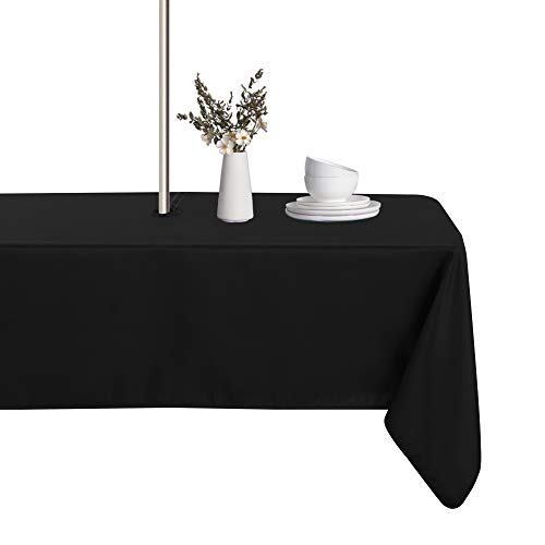 LUSHVIDA Tischdecke für den Innen- und Außenbereich, waschbar, wasserdicht, knitterfrei, mit Reißverschluss und Regenschirmloch für Frühling, Sommer, Terrasse (rechteckig 152.4 x 304.8 cm, schwarz) von LUSHVIDA