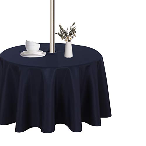 LUSHVIDA Tischdecke für den Innen- und Außenbereich, waschbar, wasserdicht, knitterfrei, mit Reißverschluss und Schirmloch für Frühling, Sommer, Party, Picknick, Grillen, 152.4 cm, Marineblau LUSHVIDA Tischdecke für den Innen- und Außenbereich, waschbar, wasserdicht, knitterfrei, mit Reißverschluss und Schirmloch für Frühling, Sommer, Party, Picknick, Grillen, 152.4 cm, Marineblau von LUSHVIDA