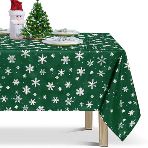 LUSHVIDA Weihnachtstischdecke, rechteckig, Schneeflocken, Foliendruckmuster, waschbar, knitterfrei, Feiertagstischdecken für Weihnachten, Familientreffen, Esstisch, 130 g/m², Grün, 152,4 x 259,1 cm LUSHVIDA Weihnachtstischdecke, rechteckig, Schneeflocken, Foliendruckmuster, waschbar, knitterfrei, Feiertagstischdecken für Weihnachten, Familientreffen, Esstisch, 130 g/m², Grün, 152,4 x 259,1 cm von LUSHVIDA