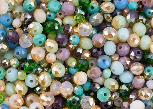 400 Stück Sea Dream: Türkis, Blau, Grün, Lila und Rosa Glaskristalle Rondelle gemischte Perlen Set für Schmuckherstellung von LUSSO LIA