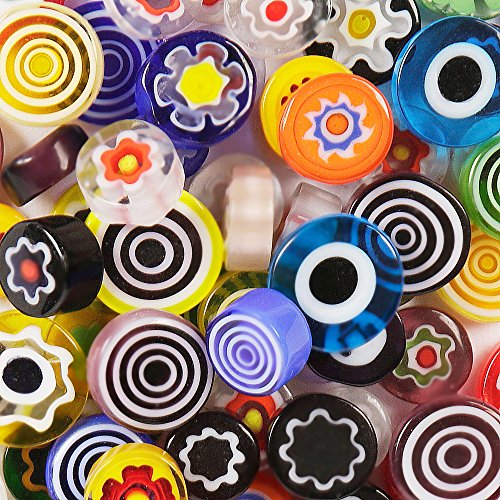 75 Gramm gemischte Millefiori Glas Perlen: 8–12 mm: ca. 84-teilig 75 Gramm gemischte Millefiori Glas Perlen: 8–12 mm: ca. 84-teilig von LUSSO LIA