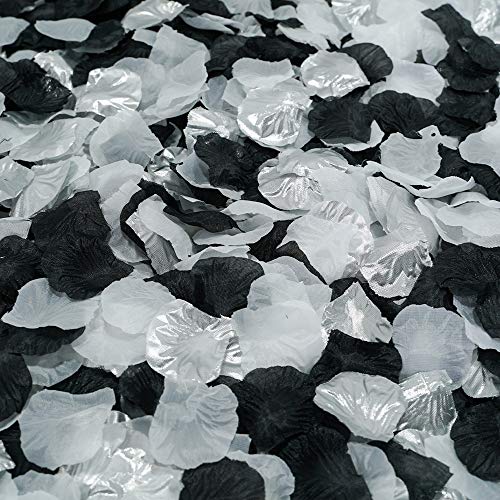 Seidenblumen künstliche Rosenblätter Hochzeit Konfetti Party Dekoration Streu Floral 1200 Stück Schwarz, Weiß, Silber Seidenblumen künstliche Rosenblätter Hochzeit Konfetti Party Dekoration Streu Floral 1200 Stück Schwarz, Weiß, Silber von LUSSO LIA