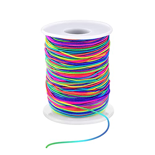 Elastische Schnur für Armbänder, elastische Schnur Armbänder, elastische Schnur Faden, Schmuck dehnbares Armband, Perlenschnur (1 mm, 50 Yards Regenbogen) von LUSTEMBER