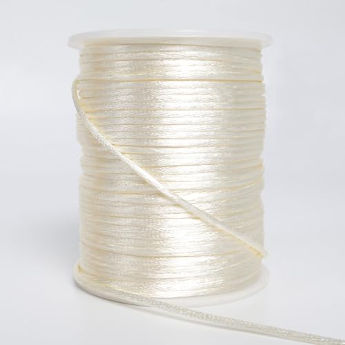 Nylon-Satinschnur, seidig-glatte Nylonschnur für Schmuckherstellung, Armbänder, Halsketten, Perlenfaden, Rattail, Makramee, Kumihimo, chinesischer Knoten, 2 mm x 100 m von LUSTEMBER