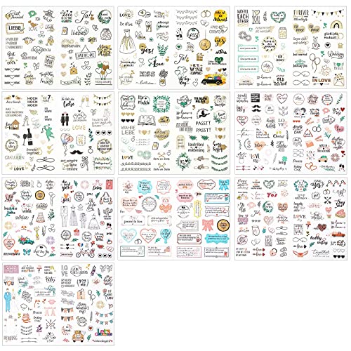 10 Blatt Hochzeits Scrapbook Aufkleber, Wasserdichte Hochzeitsaufkleber Gästebuch, Hochzeitsplanungsaufkleber Hochzeitsaufkleber Sticker für Hochzeits Tagebuch, Scrapbook 10 Blatt Hochzeits Scrapbook Aufkleber, Wasserdichte Hochzeitsaufkleber Gästebuch, Hochzeitsplanungsaufkleber Hochzeitsaufkleber Sticker für Hochzeits Tagebuch, Scrapbook von LUTER