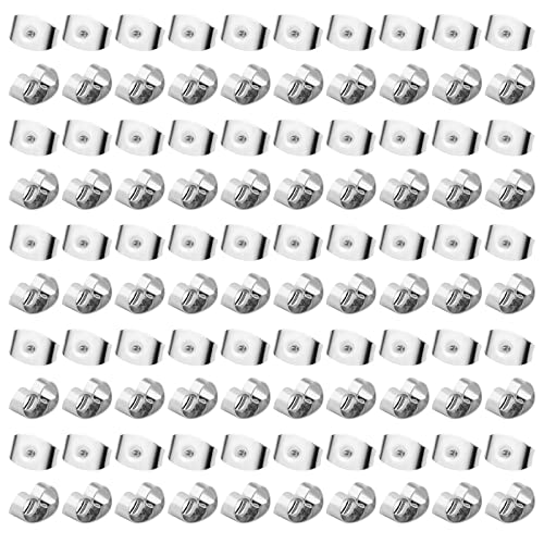100 Stück Ohrring-Verschlüsse, Ersatz-Ohrring-Verschlüsse, Schmetterlingsform, Ohrring-Verschlüsse für Ohrstecker, Ohrringe für Erwachsene (Silber) von LUTER