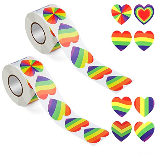 1000 Stück Regenbogen Aufkleber, Selbstklebend Gay Pride Aufkleber Bisexuelle Aufkleber, für DIY-Paraden und Veranstaltungen Festivalpartys Gay-Pride-Feiern Dekorationen (2 Rollen) von LUTER