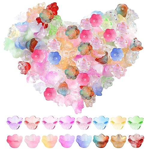 100stk Blumen Perlen Glas, Bunte Blumenperlen mit Löchern Ästhetische Glockenorchideenform Glasperlen Blumen-Charm-Perle für Schmuckherstellung Armband Halskette Handykette 100stk Blumen Perlen Glas, Bunte Blumenperlen mit Löchern Ästhetische Glockenorchideenform Glasperlen Blumen-Charm-Perle für Schmuckherstellung Armband Halskette Handykette von LUTER