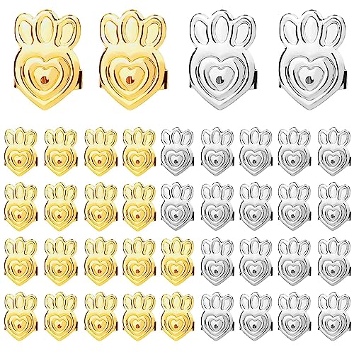 20 Paar Ohrringheber Verschluss, Ohrring Heber Verschluss Verstellbar Ohrring Heber Sichere Ohrring-Verschlüsse Ohrring-Verschlüsse für Schwere Ohrringe (Silber, Gold) von LUTER
