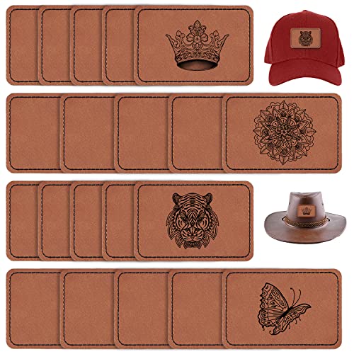20 Stück Selbstklebende Patches, 7,6 x 5,1 cm Aufnäher Mit Selbstklebenden Rechteckigen Leder-Patches für Hüte Individuelle Stoffreparatur Nählaserzubehör (Braun) von LUTER