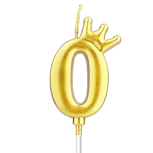 6cm Geburtstag Nummer Kerzen, 3D Zahlen Geburtstagskerzen mit Krone Goldene Zahlenkerzen Kuchenzahlenkerzen für Geburtstag Jahrestag Partys (0) von LUTER