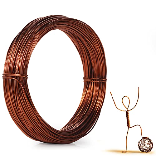 Aluminium Basteldraht, 50m x 1mm Aluminiumdraht Flexibel Biegbar Basteldraht 18 Gauge für die Schmuckherstellung Heimwerkerarbeiten Gartenarbeit Bildhauerei (Bronze) von LUTER
