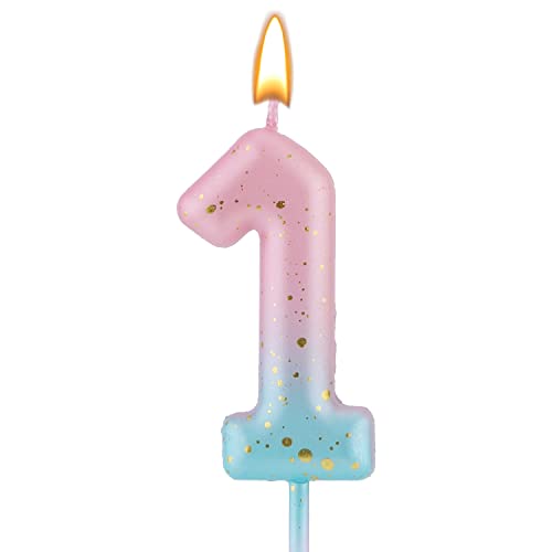 Farbverlaufs Zahlen Buchstaben Kerze, rosa-blaue Farbverlaufs-Geburtstagskerzen für Kuchen Ziffern Buchstaben Geburtstagskerzen Dekoration für Geburtstag Partys Hochzeit (1) von LUTER