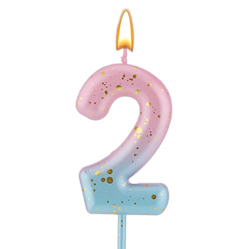 Farbverlaufs Zahlen Buchstaben Kerze, rosa-blaue Farbverlaufs-Geburtstagskerzen für Kuchen Ziffern Buchstaben Geburtstagskerzen Dekoration für Geburtstag Partys Hochzeit (2) von LUTER