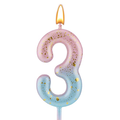 LUTER Farbverlaufs Zahlen Buchstaben Kerze, rosa-Blaue Farbverlaufs-Geburtstagskerzen für Kuchen Ziffern Buchstaben Geburtstagskerzen Dekoration für Geburtstag Partys Hochzeit (3) von LUTER