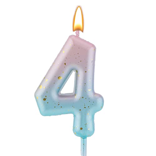 Farbverlaufs Zahlen Buchstaben Kerze, rosa-blaue Farbverlaufs-Geburtstagskerzen für Kuchen Ziffern Buchstaben Geburtstagskerzen Dekoration für Geburtstag Partys Hochzeit (4) von LUTER