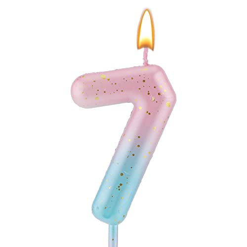 Farbverlaufs Zahlen Buchstaben Kerze, rosa-blaue Farbverlaufs-Geburtstagskerzen für Kuchen Ziffern Buchstaben Geburtstagskerzen Dekoration für Geburtstag Partys Hochzeit (7) von LUTER