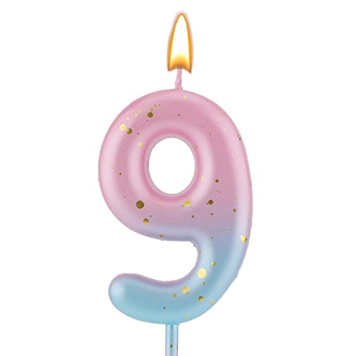 Farbverlaufs Zahlen Buchstaben Kerze, rosa-blaue Farbverlaufs-Geburtstagskerzen für Kuchen Ziffern Buchstaben Geburtstagskerzen Dekoration für Geburtstag Partys Hochzeit (9) von LUTER