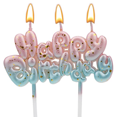 Farbverlaufs Zahlen Buchstaben Kerze, rosa-blaue Farbverlaufs-Geburtstagskerzen für Kuchen Ziffern Buchstaben Geburtstagskerzen Dekoration für Geburtstag Partys Hochzeit (Happy Birthday) von LUTER