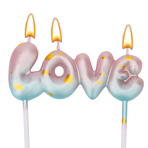 Farbverlaufs Zahlen Buchstaben Kerze, rosa-blaue Farbverlaufs-Geburtstagskerzen für Kuchen Ziffern Buchstaben Geburtstagskerzen Dekoration für Geburtstag Partys Hochzeit (Love) von LUTER