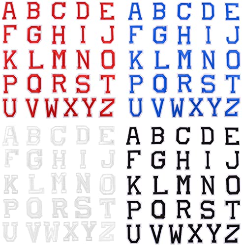 LUTER 104 Stück Buchstaben zum Aufnähen – Buchstaben zum Aufbügeln, Buchstaben von A bis Z, bestickt für Kleidung, Handwerk – Rot, Blau, Weiß, Schwarz von LUTER