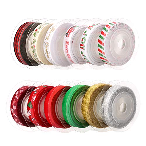 LUTER 12-teiliges Weihnachtsband-Set – Geschenkband für Weihnachten, geeignet für Geschenkverpackungen, Nähen, Haarschleifen, Hochzeit, Basteln – 4,57 x 10 mm, 12 Farben LUTER 12-teiliges Weihnachtsband-Set – Geschenkband für Weihnachten, geeignet für Geschenkverpackungen, Nähen, Haarschleifen, Hochzeit, Basteln – 4,57 x 10 mm, 12 Farben von LUTER