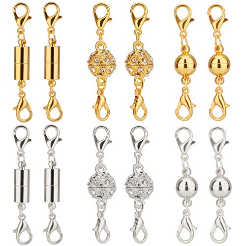 LUTER 12 Stück Schmuck-Verschlüsse, magnetisch, Karabinerverschluss, Verschluss und Verschluss für Halskette, Verlängerung, Armband für die Herstellung von Schmuck (Gold und Silber) von LUTER