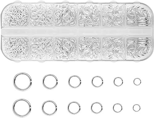 LUTER 1300 Stück offene Sprungringe aus Metall 4 – 10 mm, runde Ringverbinder, versilbert, für die Herstellung von Schmuck zum Basteln, für Halskette, Armband, Reparatur von LUTER