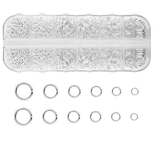 LUTER 1300 Stück offene Sprungringe aus Metall, 4 – 10 mm, runde Ringverbinder, versilbert, für die Herstellung von Schmuck zum Selbermachen, Halskette, Reparaturarmband von LUTER
