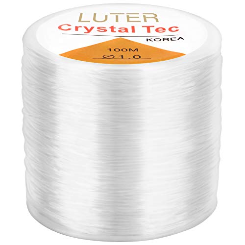 LUTER 1 mm elastisches Armband, Kordel, Kordel zum Löschen, Stretchy mit Perlen, für Herstellung von Schmuck, Halskette, Halskette (328 ft) von LUTER