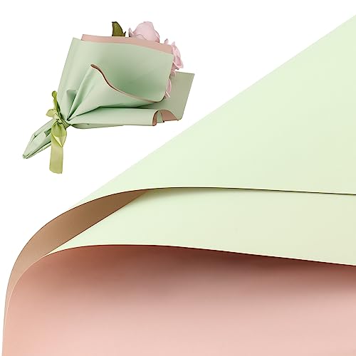 20 Blatt Blumen Geschenkpapier, 58x 58cm Blumenstrauß Geschenkpapier Doppelseitige Farbe Blumen Geschenkpapier für Hochzeit Abschlussfeier Valentinstag(Mintgrün & Hellgrau) von LUTER
